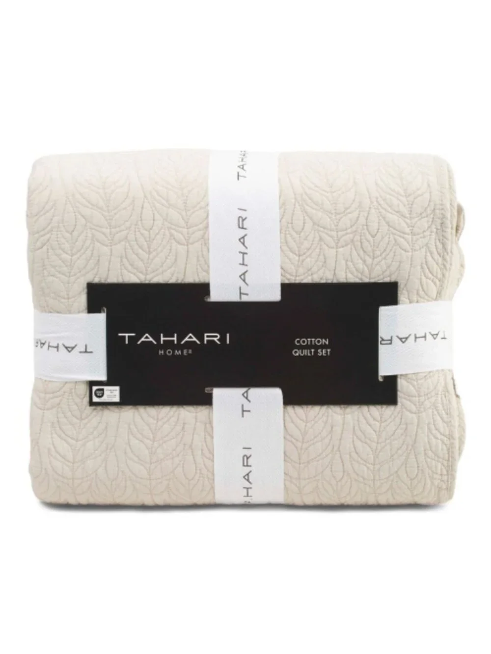 TAHARI HOME Cotton Embroidered Leaves Quilt Set